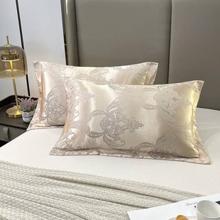 冰丝枕套一对装 夏季 高档家用床品提花枕芯内胆套罩双人凉感枕头套