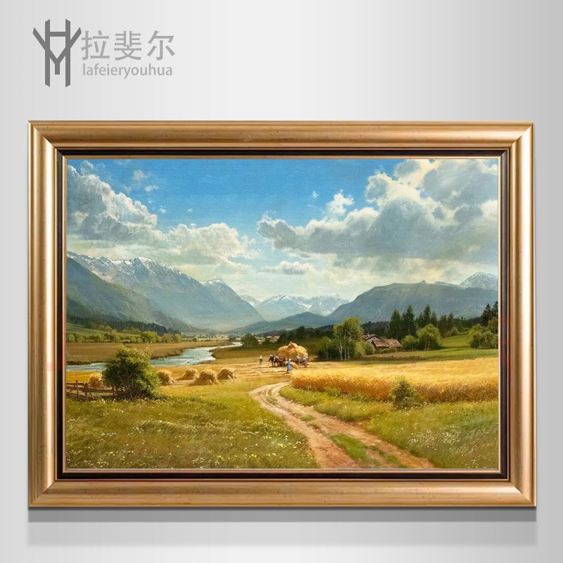 世界名画手绘油画客厅玄关美欧式油画丰收风景高级感墙装饰画挂装