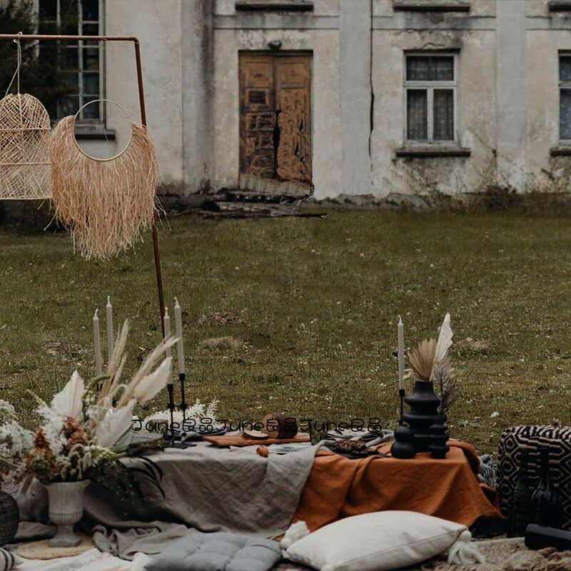 法式橘纯色桌布欧式复古美食甜品背景台布客厅茶几桌盖餐布垫