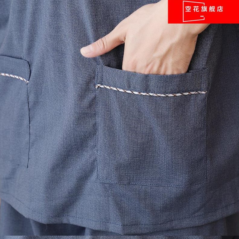 女款家居睡衣不汗蒸服苎麻温泉疗大码起摺情侣洗浴足男按摩浴衣