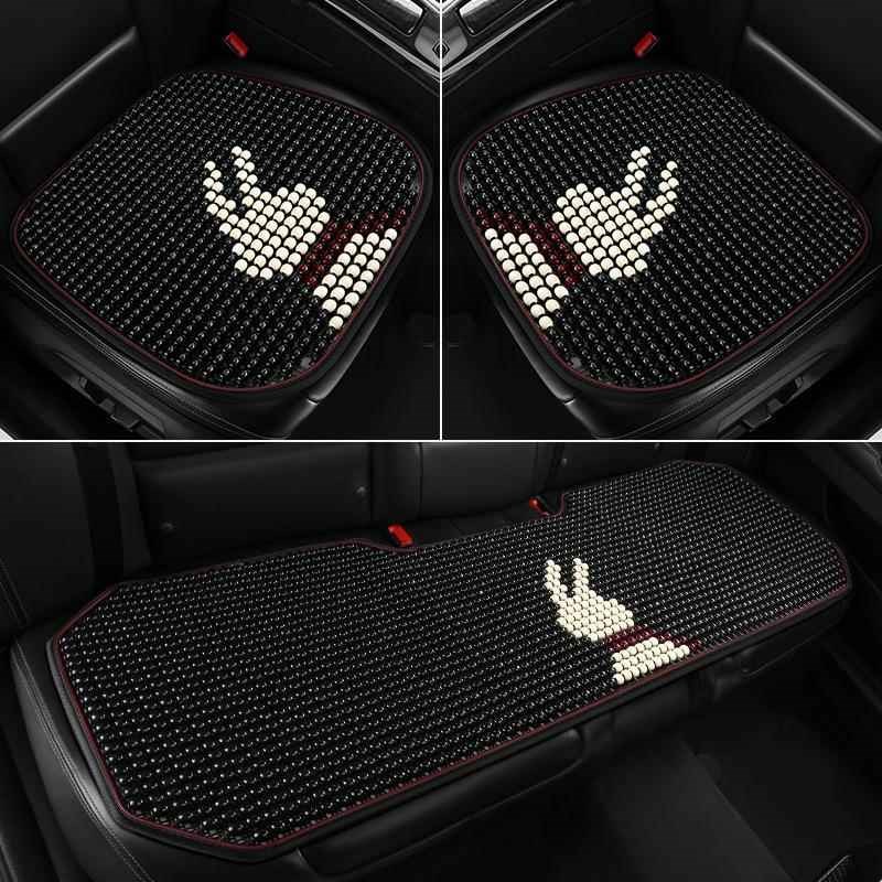 木珠汽车坐垫夏季凉垫女士卡通五座全车垫三件套透气珠子四季通用