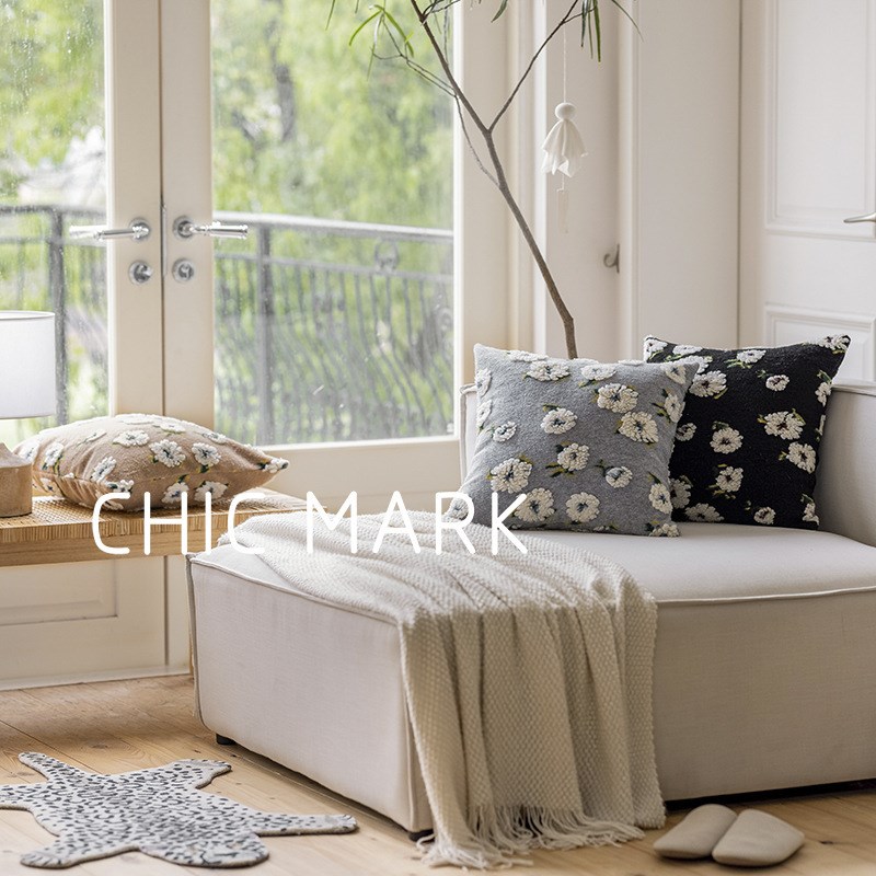 抱枕小新风毛呢碎花抱枕客厅沙发靠酒店民宿靠枕几何风
