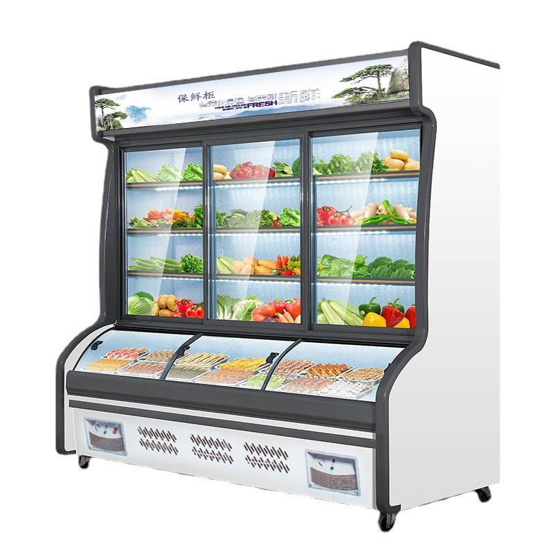 麻辣烫展示柜点菜柜双温冷藏冷冻冰柜三温水果保鲜风幕柜商用