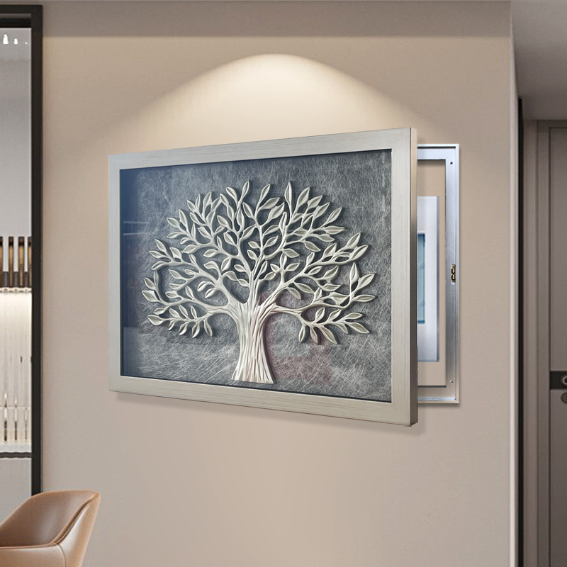 电表箱装饰画发财树立体画电箱画弱电箱挂画配电箱遮挡画轻奢画