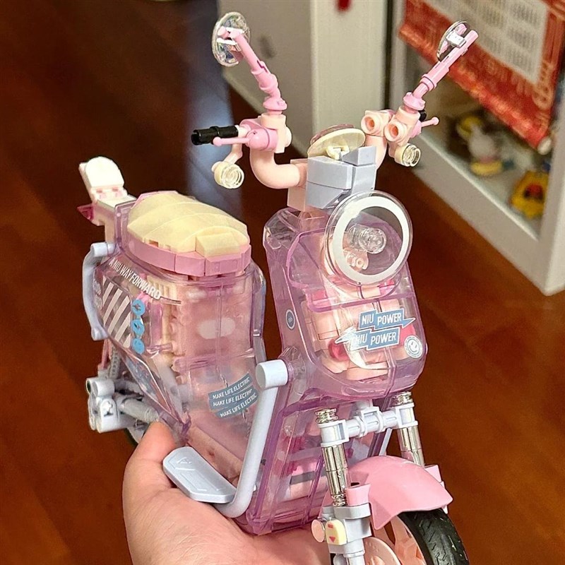diy电动车积木手工可爱简单解压小众送女生玩具摆件生日礼物