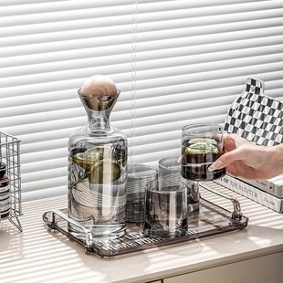 轻j奢家用客厅待客水壶喝水凉水杯耐高温茶杯水具茶 玻璃杯子套装