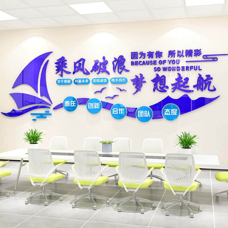 企业员工激励志标语墙画公司形象背景墙办公室装饰
