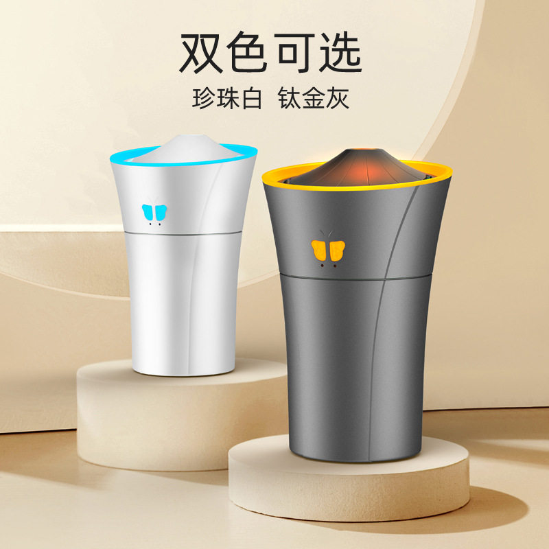 新款车载加湿器 家用火炬造型七彩拾音气氛灯空气净化香薰加湿器