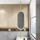 椭圆形浴室镜酒店智能镜触摸屏民宿带灯天板吊镜子