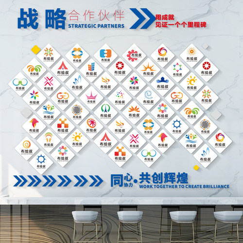 战略合作伙伴广告字纸立体字墙背景公司
