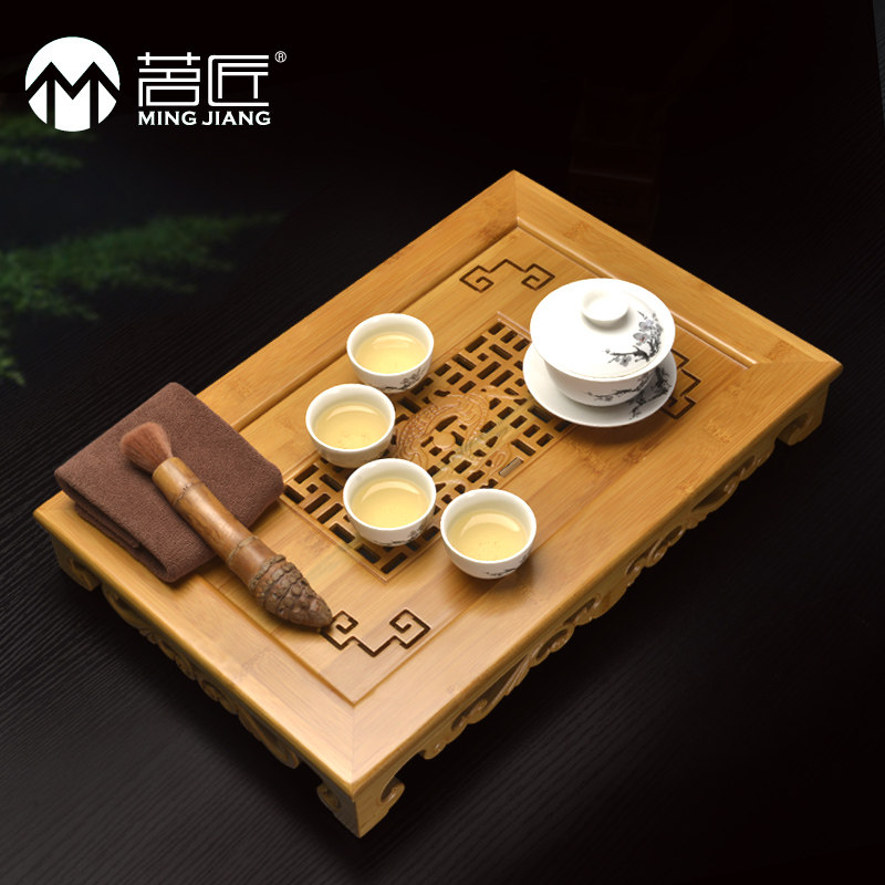 茗匠龙腾储水式竹制茶盘龙年礼功夫茶具两用茶海泡茶台盘茶