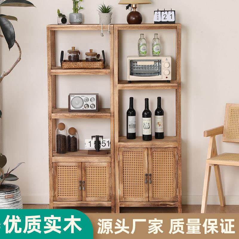 书架客厅置物架实木复古书柜多用展示架多层落地花架学生靠墙书柜