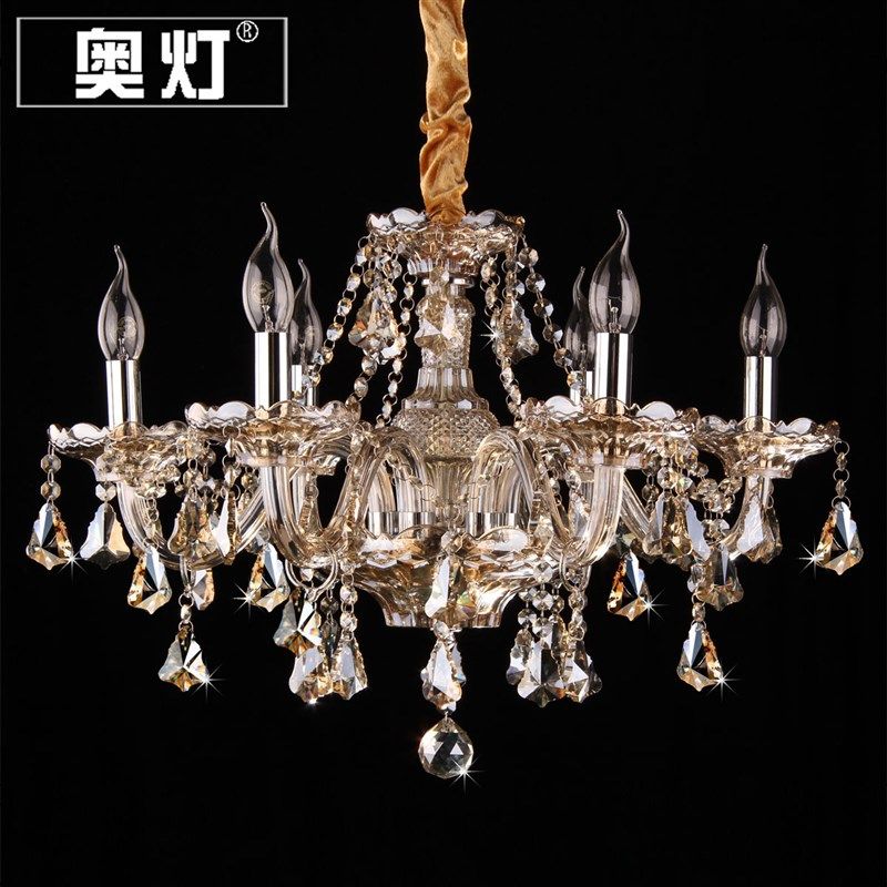 奥灯干邑色欧式蜡烛水晶吊灯客厅低户型楼层短灯体水晶灯92