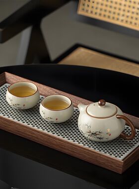 一壶两杯小型功夫茶具装一饮泡茶壶片养西施壶提梁壶