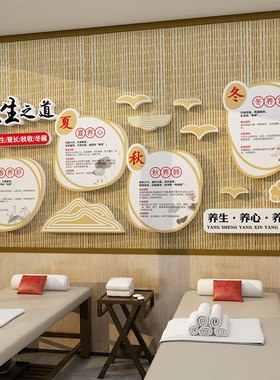 季养生馆背景装饰品画院房间大厅布置足疗浴店中医文化