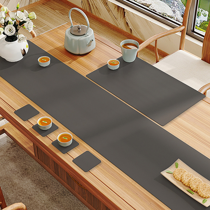 纯色皮革桌旗泡茶桌垫布防水茶席功夫茶台硅胶杯垫茶盘垫茶几桌布