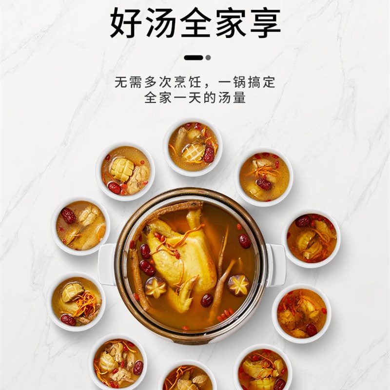 德国宝养生锅慢炖煲汤锅大容量慢煮锅家用隔水炖盅玻璃文火电炖