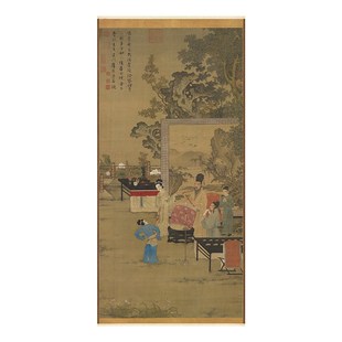 明唐寅伯虎画韩熙载夜宴图高微喷绘复制工笔人物客厅装饰挂轴画