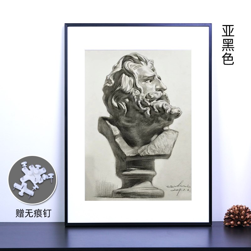 素描人像4K裱画框装裱r相框挂墙水彩画2k人物头像装饰画框空框定图片