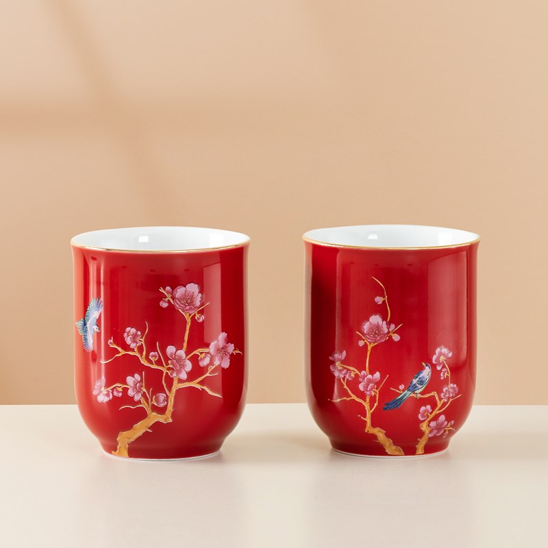 唐呈结婚红色改口茶杯敬酒杯茶壶茶具装敬茶杯子一对婚庆用礼品