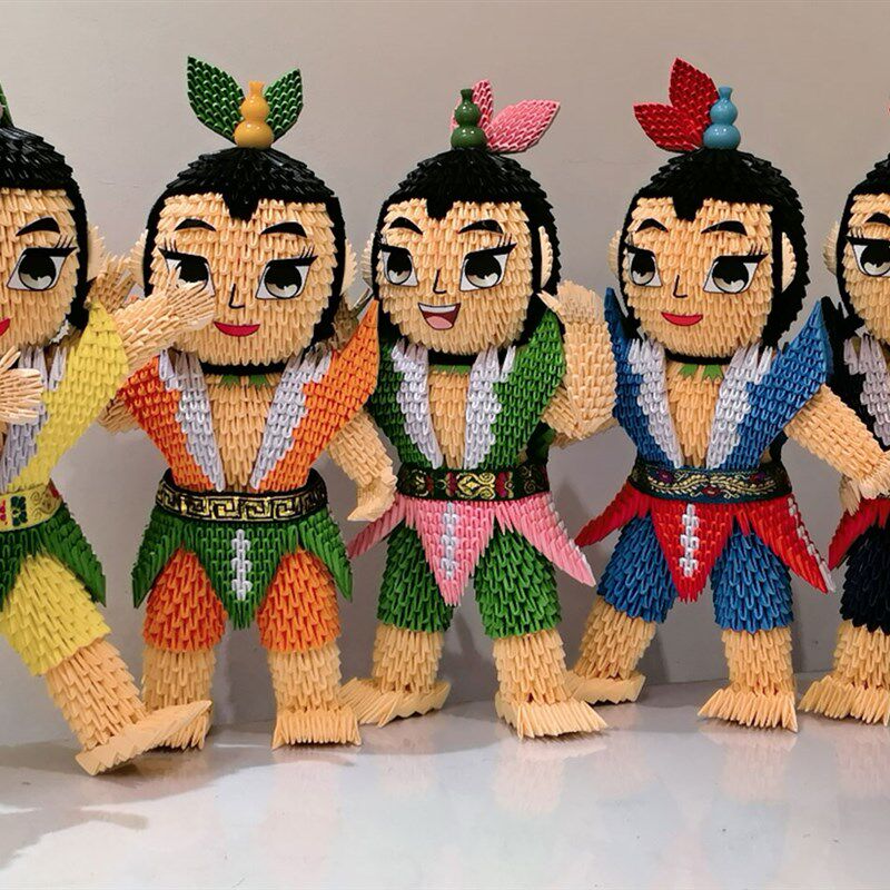 角插手工折纸剪纸材料包学校作业益智成品葫芦娃娃