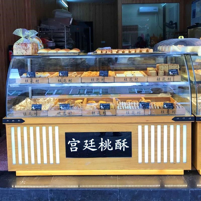 糕点柜实木宫廷桃酥柜弧形面包柜面包展示柜商用工厂