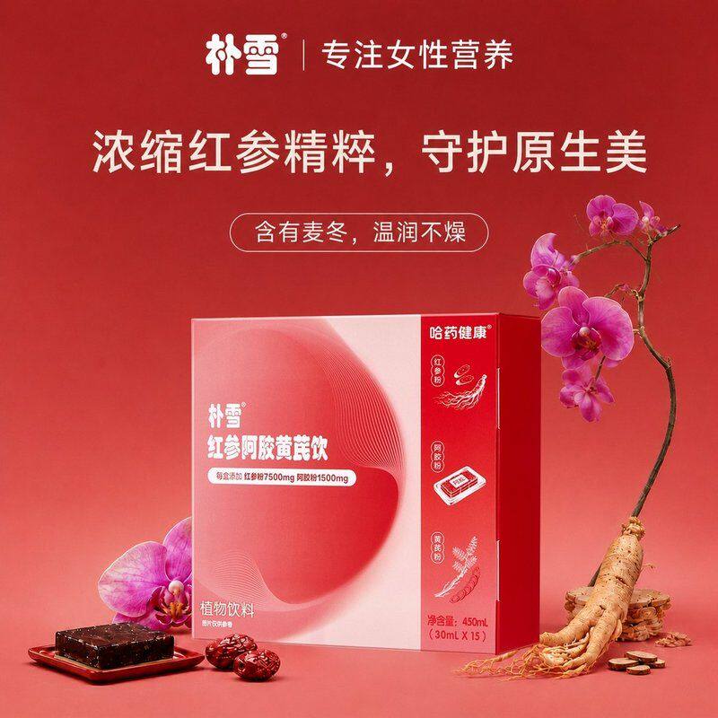 颖儿同款哈药朴雪红参阿胶黄芪饮大枣党参麦冬红参饮