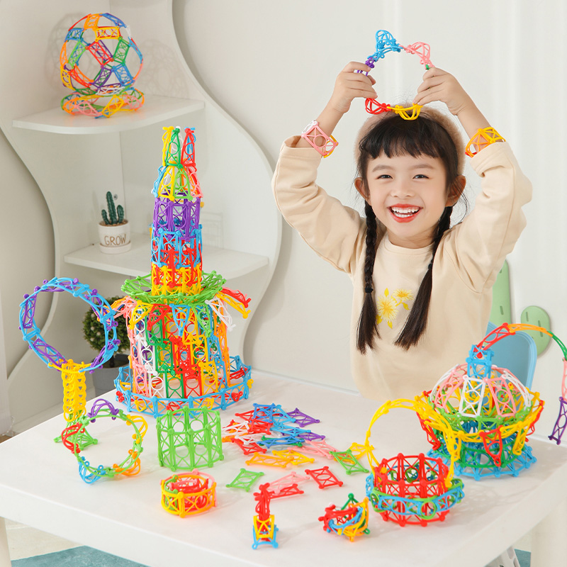 幼儿园建构区材料软体编织花篮积木diy教具儿童益智拼插玩具3-6岁