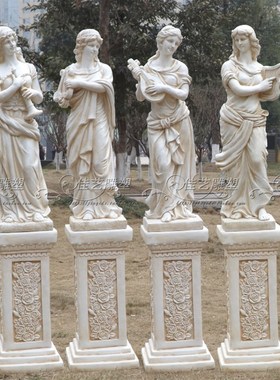 欧式玻璃钢人物雕塑艺术品客厅户外落地摆设可定制作乐器仕女四件