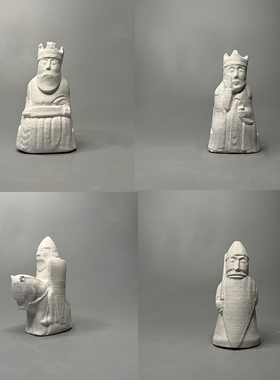 北欧大英博物馆刘易斯棋子复古石膏像雕塑摆件复刻捂脸皇后礼品