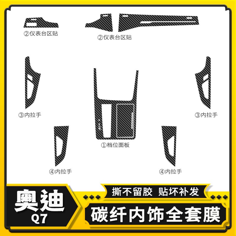 适用20-22款奥迪Q7星空膜内饰改装用品车内装饰贴纸中控保护贴膜
