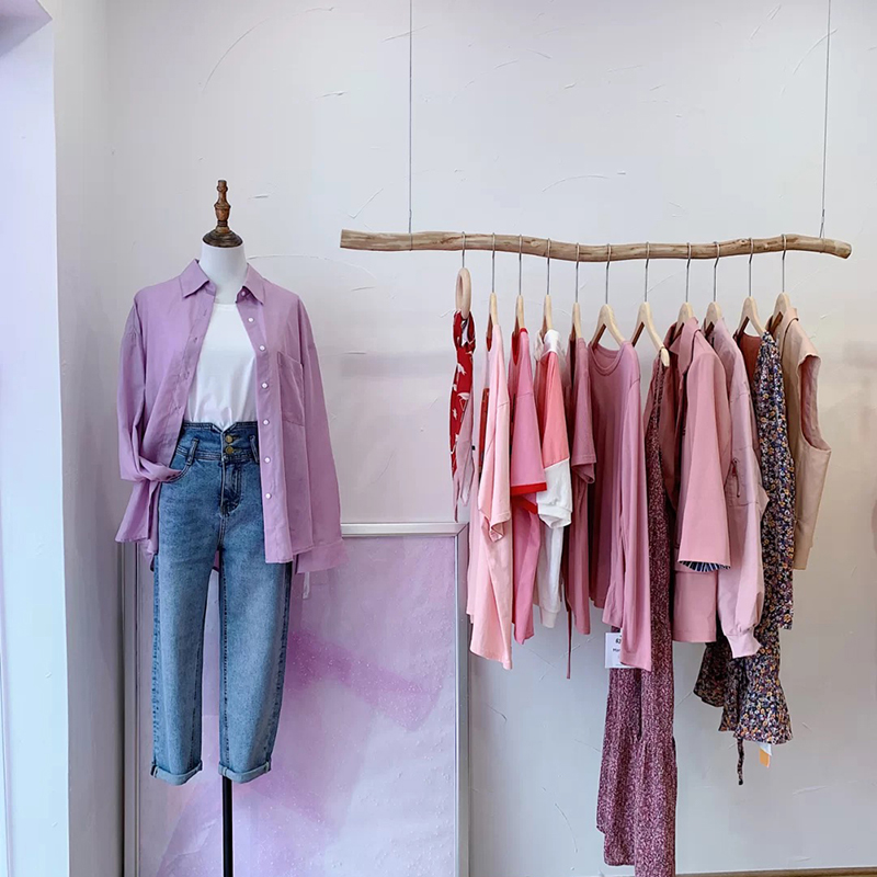 服装店树枝挂衣杆深色复古民宿挂衣架男女童装橱窗吊杆衣服展示架