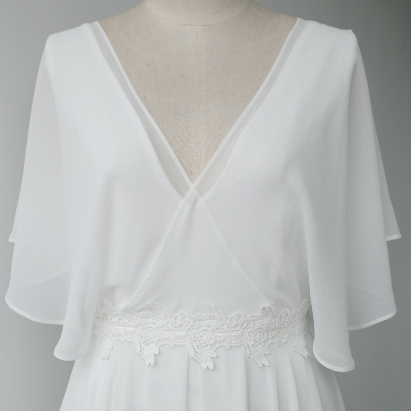 小众初恋白色连衣裙夏天雪纺裙子长裙甜美仙女裙V领仙气飘逸大摆