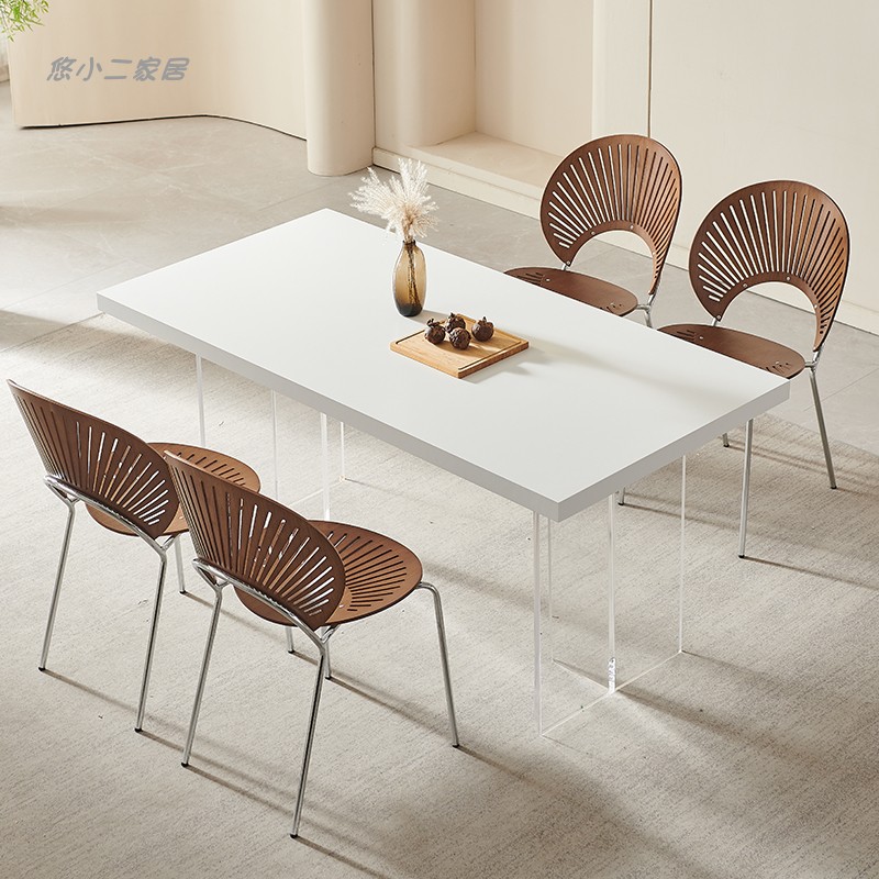 亚克力悬浮岩板餐桌德利丰意式极简透明北欧设计师岛台长方形家用