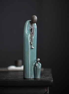 中式禅意哥窑陶瓷工艺品无相佛茶宠摆件创意茶室桌面造景配件装饰