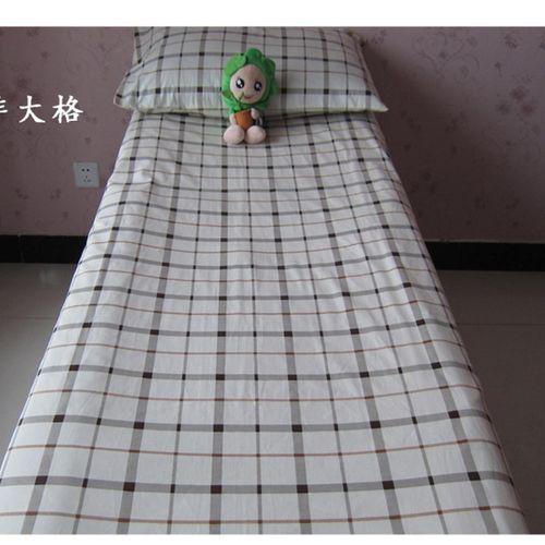 医院诊所养老院敬老院用床上用品床单被罩枕套格子纯棉三件套