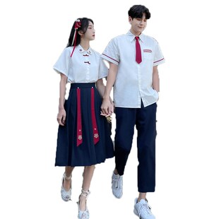 民国风情侣装夏装一裙一衣初高中学生毕业照班服复古中国风演出服