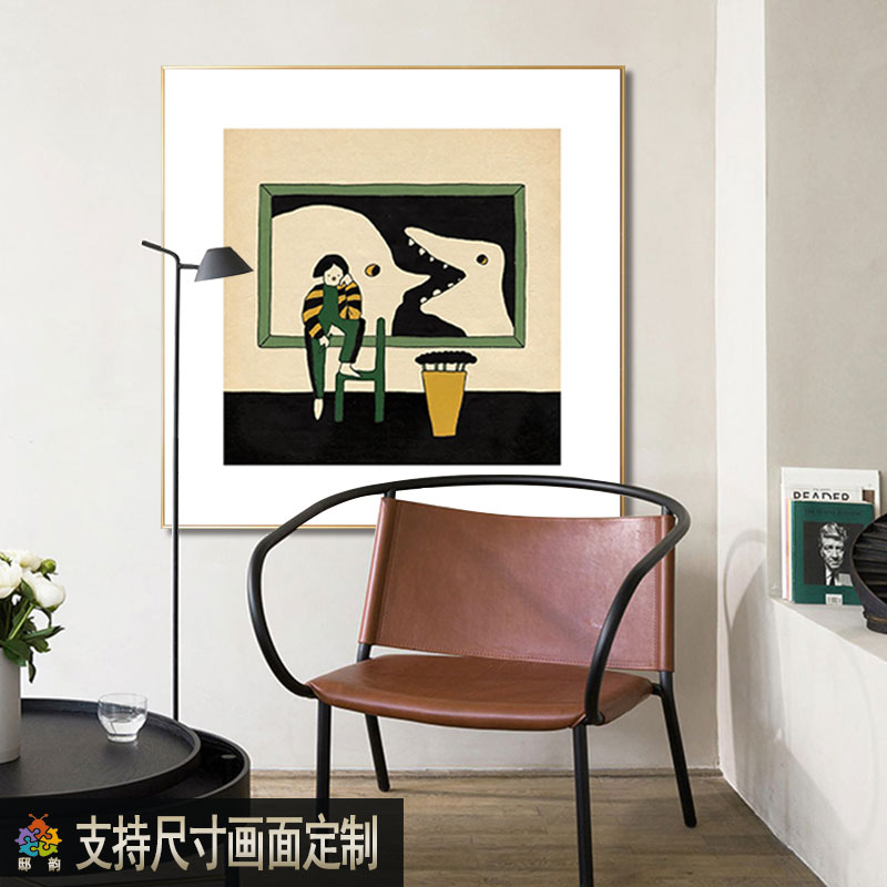 卡通抽象艺术油画布挂画民宿酒店房间床头画样板间卧室软装装饰画图片