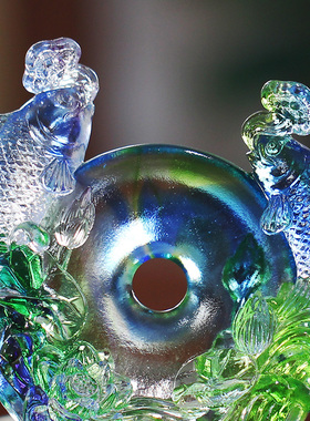 平安有余琉璃鱼平安扣吉祥摆件居家客厅桌面商铺前台摆放装饰礼品