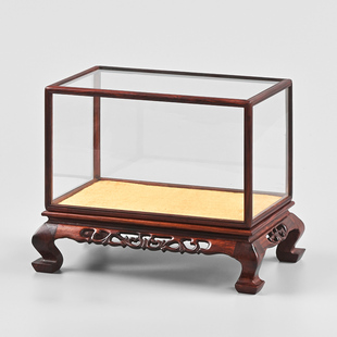 红酸枝虎脚雕花工艺品摆件佛像观音古董花瓶防尘罩宝笼玻璃罩定制