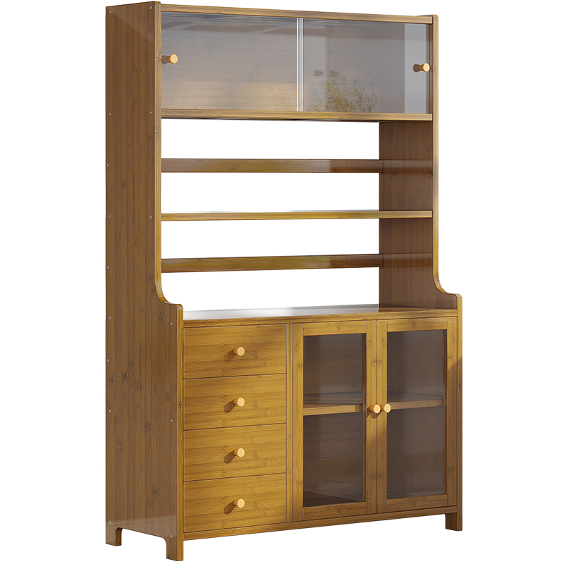 碗柜家用厨房置物架收纳柜子储物柜多层落地带门橱柜餐边柜多功能