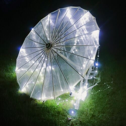 夜光发光古装透明油纸伞古风仙气拍照道具伞儿童走秀流苏带灯雨伞