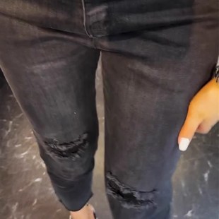 黑色高腰假破洞小脚牛仔裤女夏季薄款小个子修身显瘦弹力铅笔裤