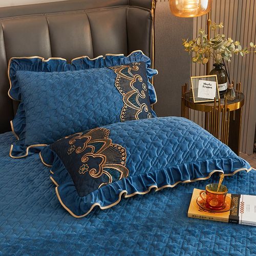 冬季加绒牛奶水晶绒加厚夹棉枕套一对装单人4874cm枕头芯内胆套