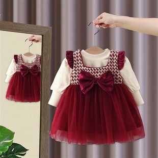 4岁3小宝宝连衣裙纯棉公主裙 婴儿小宝宝0 女童假两件春装 2024新款