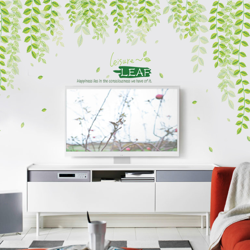 浪漫卧室床头田园装饰清新绿叶墙贴画简约客厅沙发电视背景墙贴纸