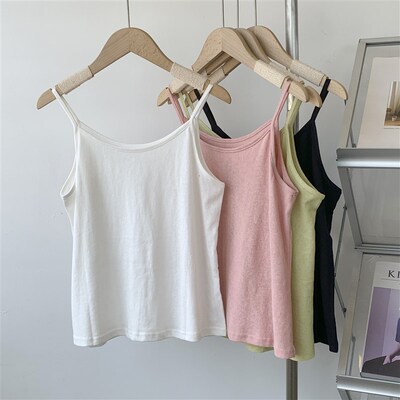 雪花棉微透无袖吊带背心女2023夏季内搭外穿粉红色吊带上衣女