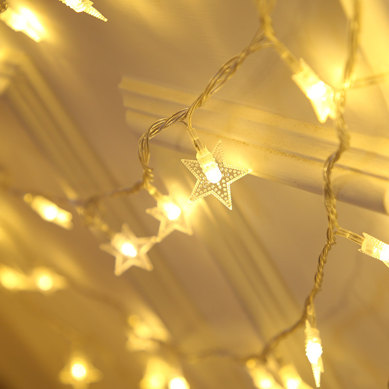 LED小彩灯星星灯闪灯电池灯串 婚庆圣诞酒吧装饰灯五角星圆球彩灯