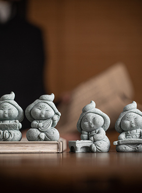 新中式唐朝仕女下棋抚琴琵琶圣旨茶宠摆件鱼缸造景客厅桌面装饰品