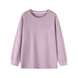 睡衣长袖上衣单件女纯棉家居服薄宽松全棉t恤针织女士圆领居家服